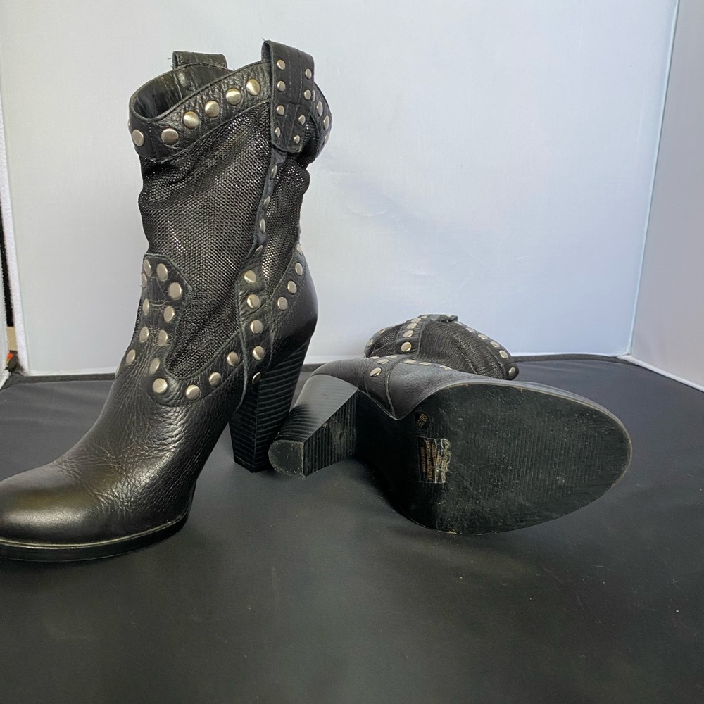 BCBG Black Boots with see thru mess
